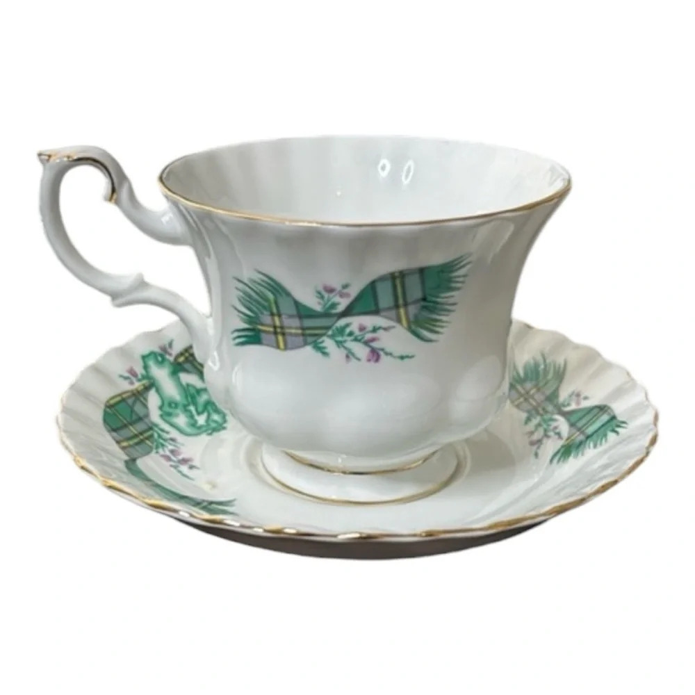 Royal Albert Teacup Saucer Cape Breton Canada Green  Tartan Bone China